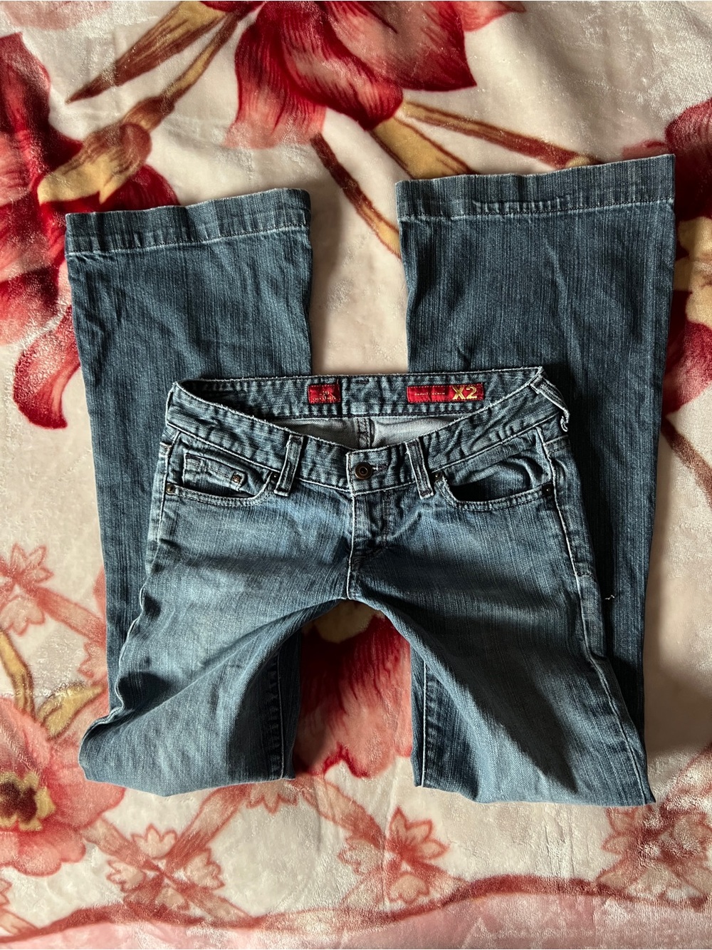 Vintage dark wash mid-rise flare jeans